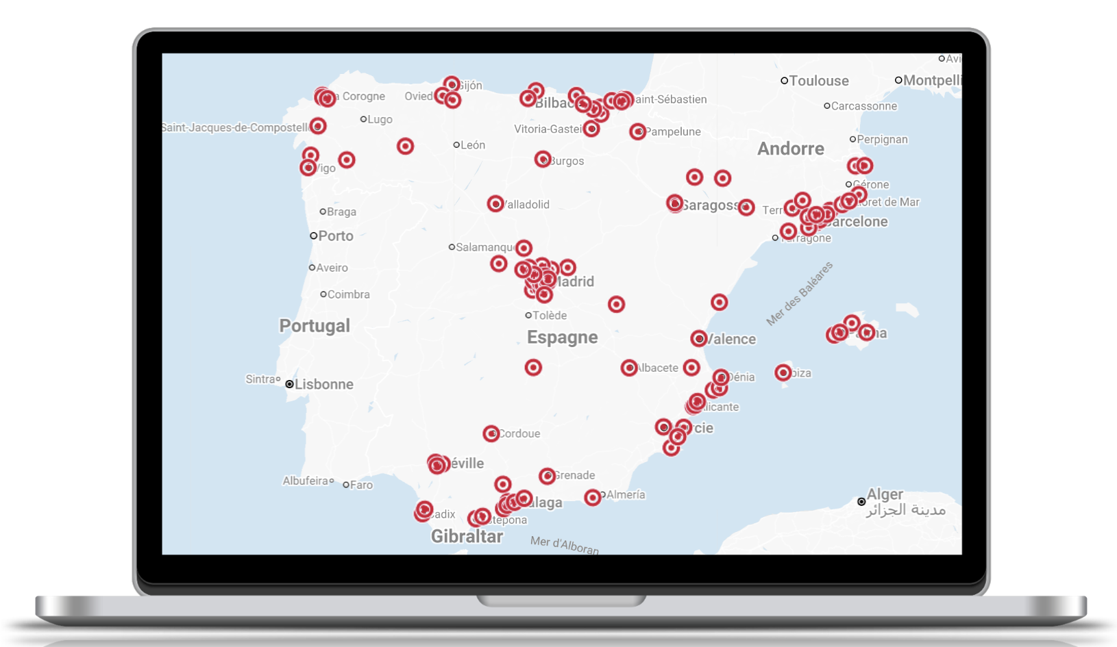 Ilustración de mallado territorial y zonas de exclusividad